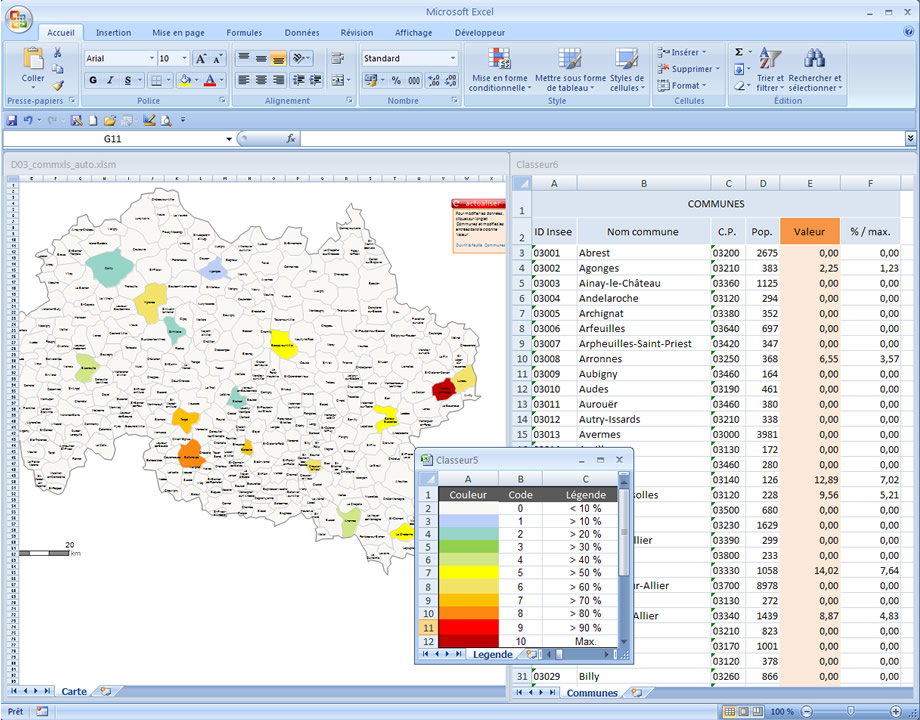 Liste des communes, cantons et communautés de communes de l'Allier