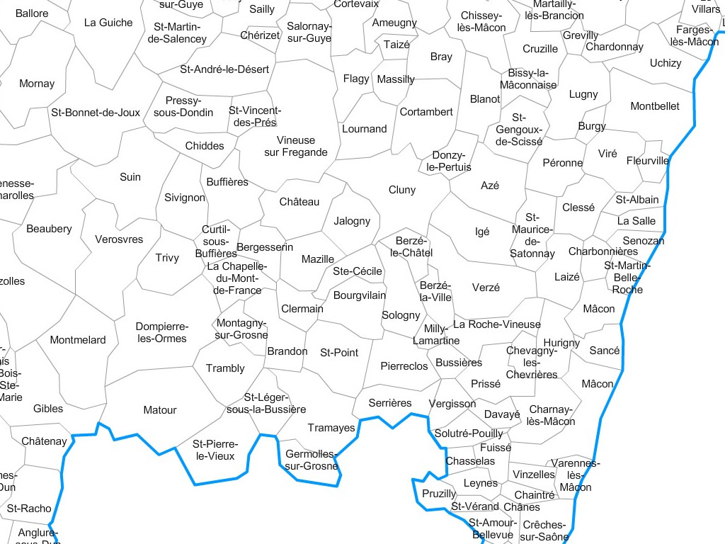Carte personnalisable des villes et communes de Saône-et-Loire