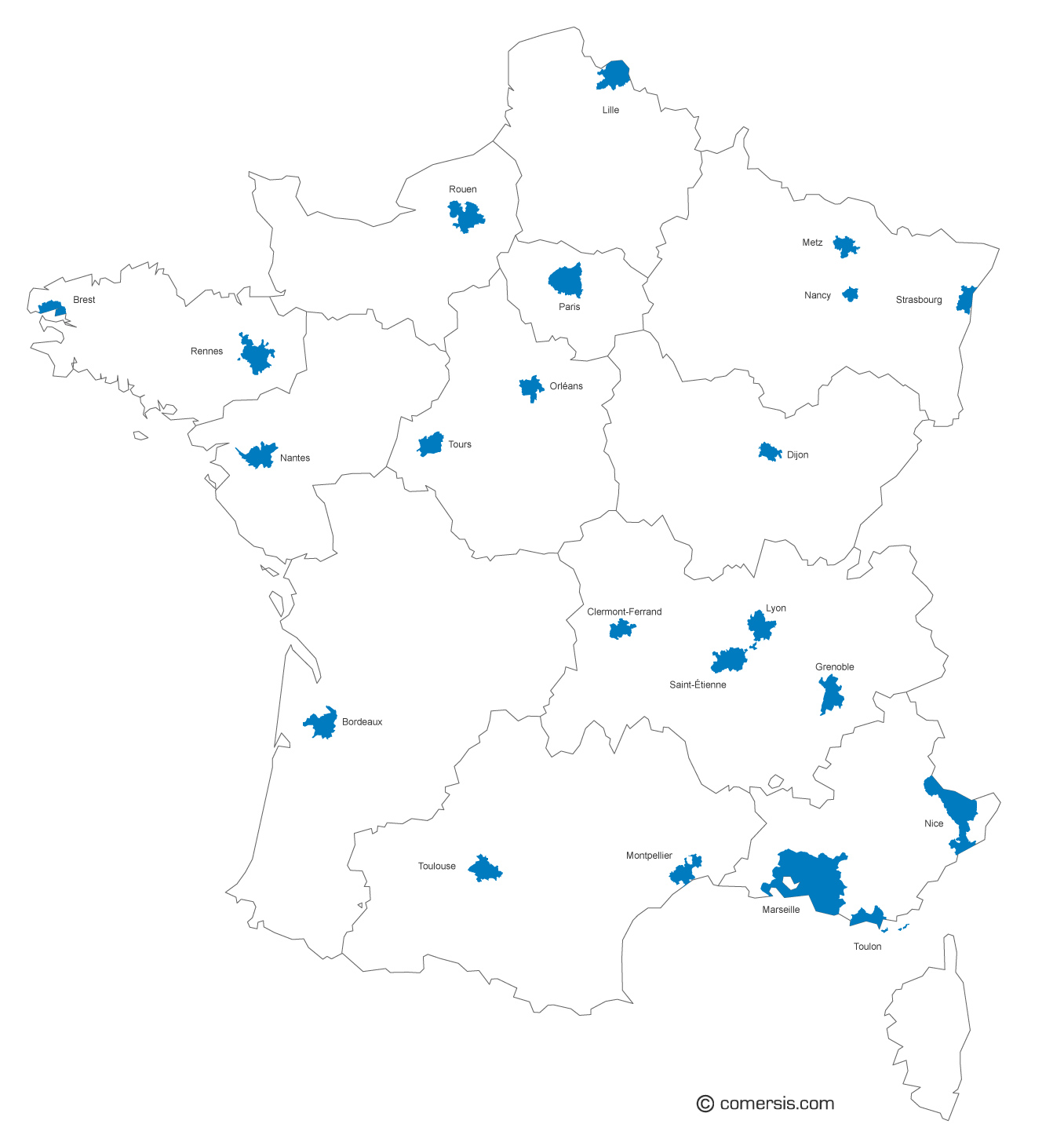 Poster Carte de France vectoriel avec Départements et le DOM TOM 