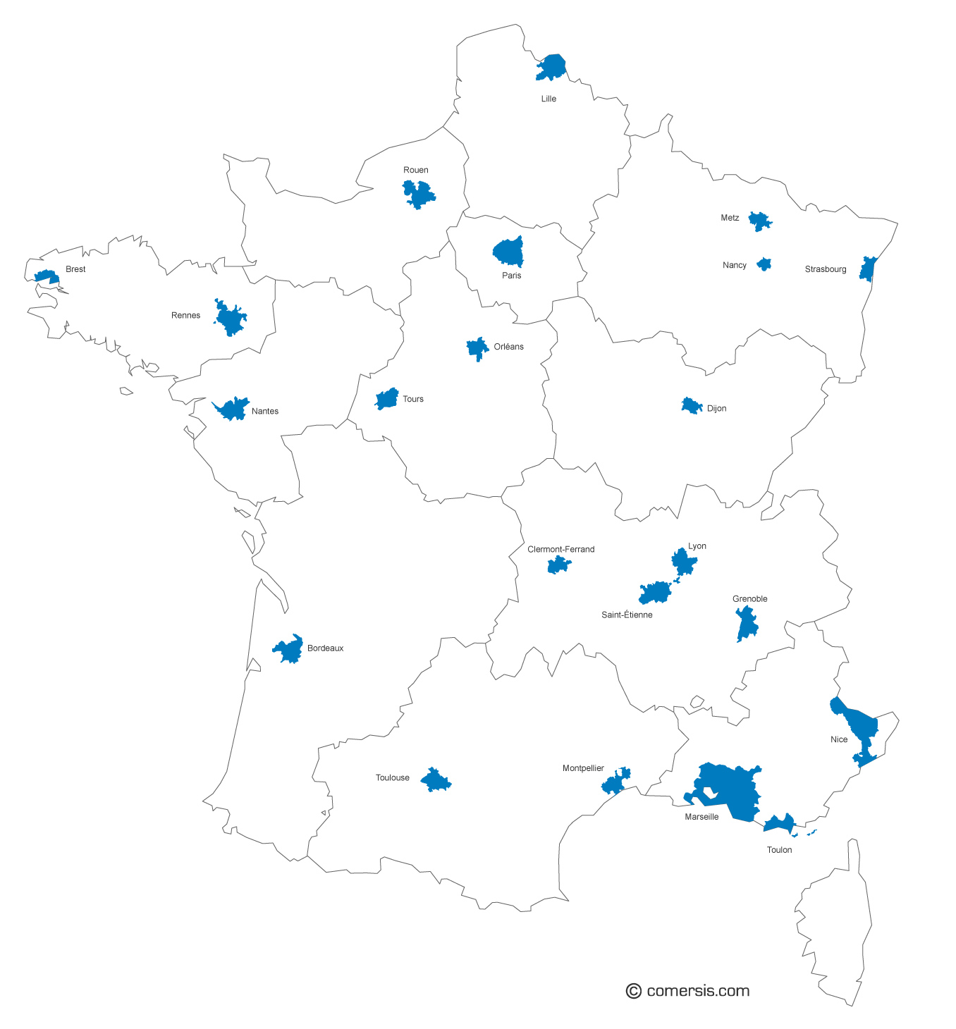 Carte détaillée de la France  Carte de france département, Carte de france  détaillée, Carte de france ville