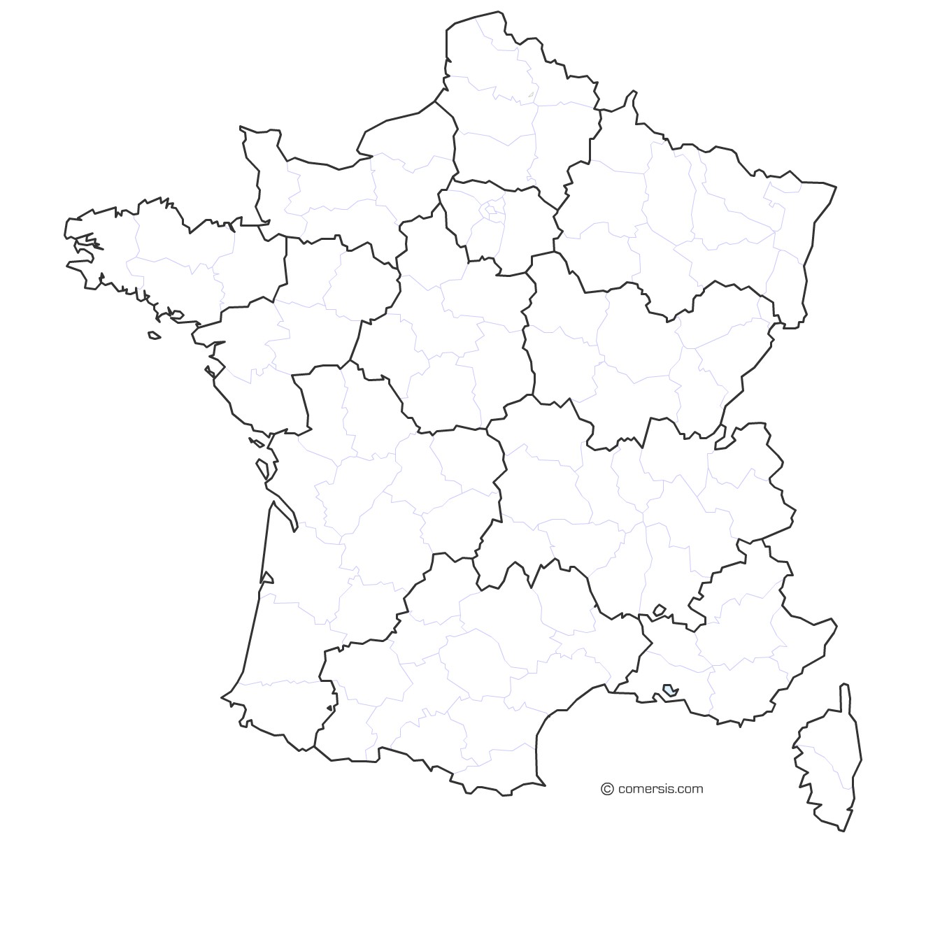 Carte de France vierge avec regions