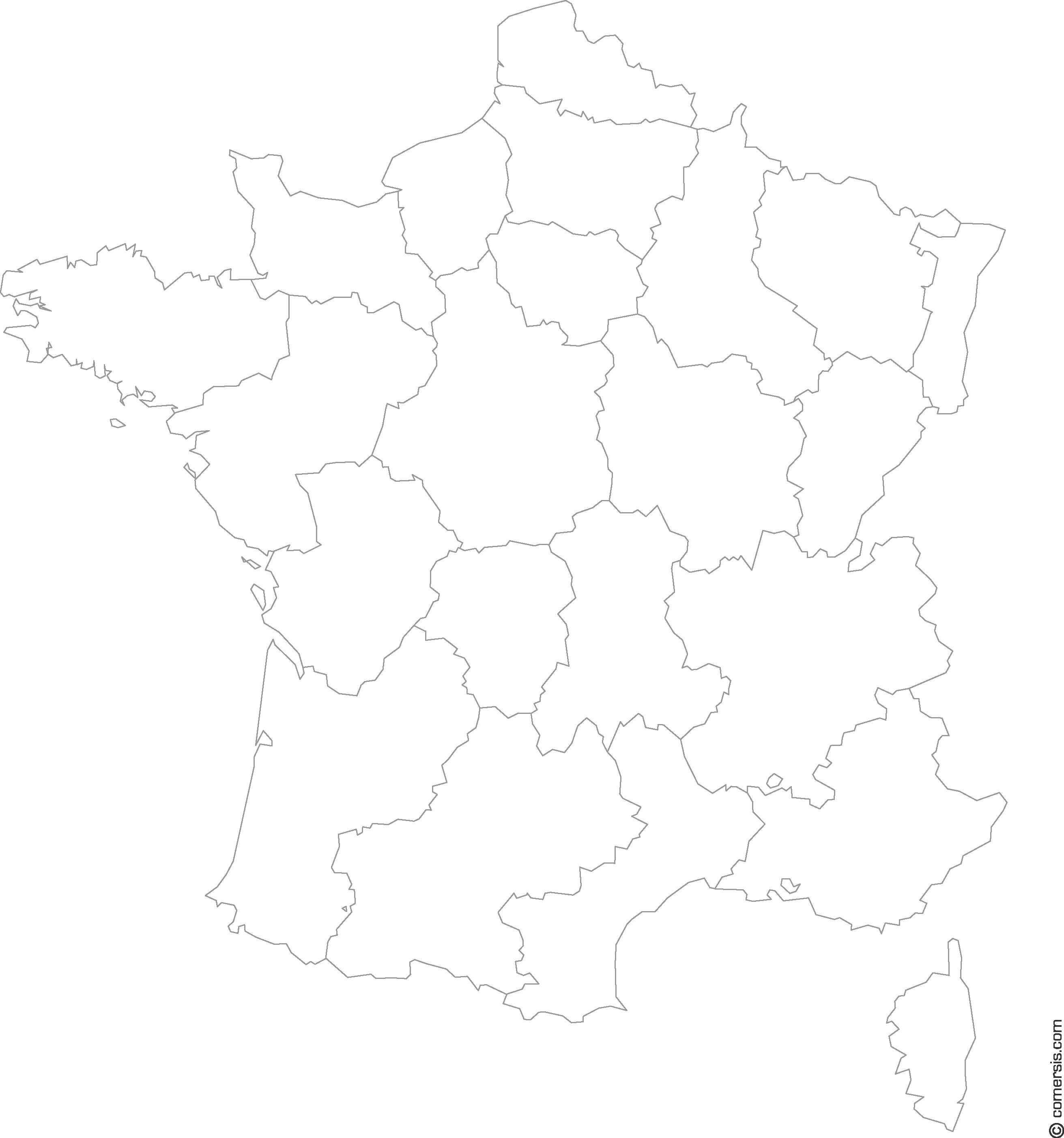Carte de France vierge avec regions