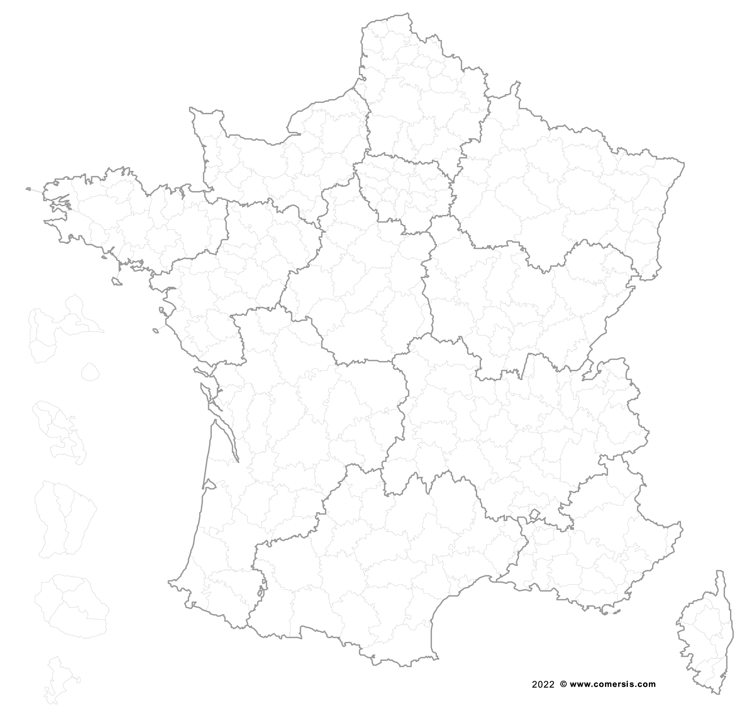 carte de france et dom tom vierge Carte de France gratuite