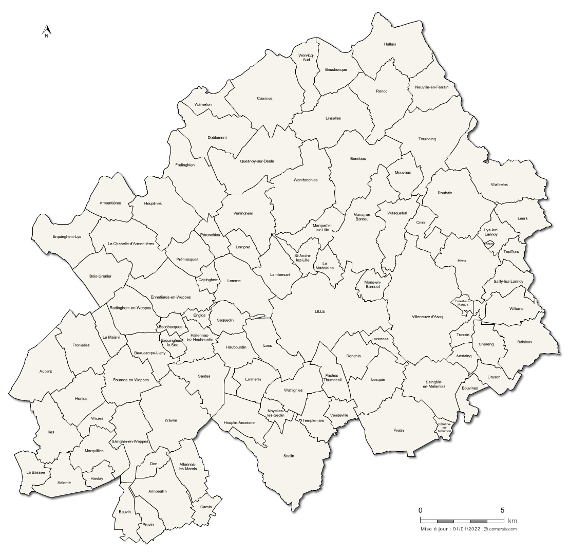 Carte de la métropole de Lille