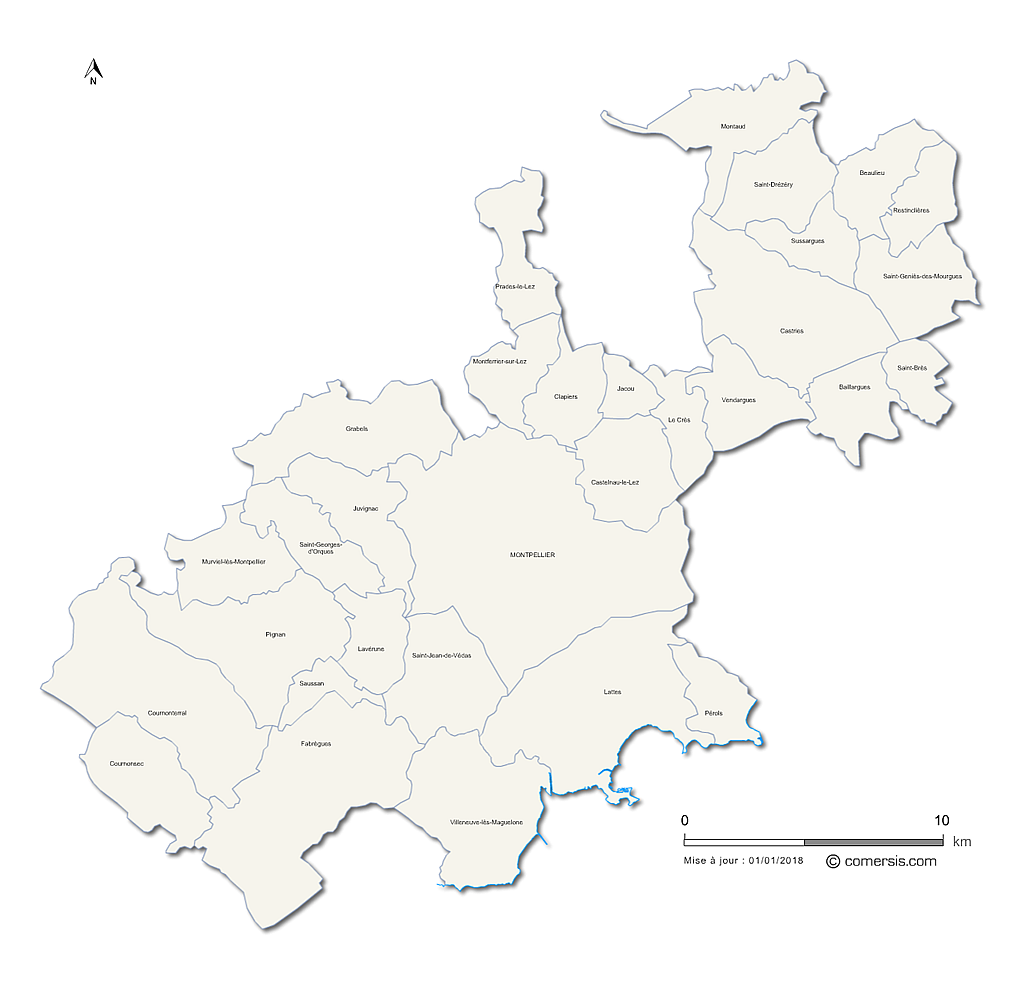 Carte de la métropole de Montpellier