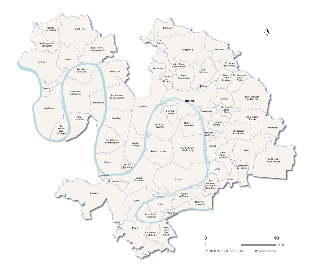 Carte de la métropole de Rouen