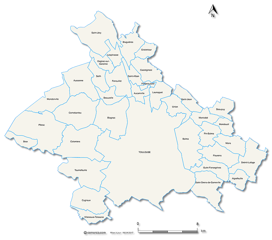 Carte de la métropole de Toulouse