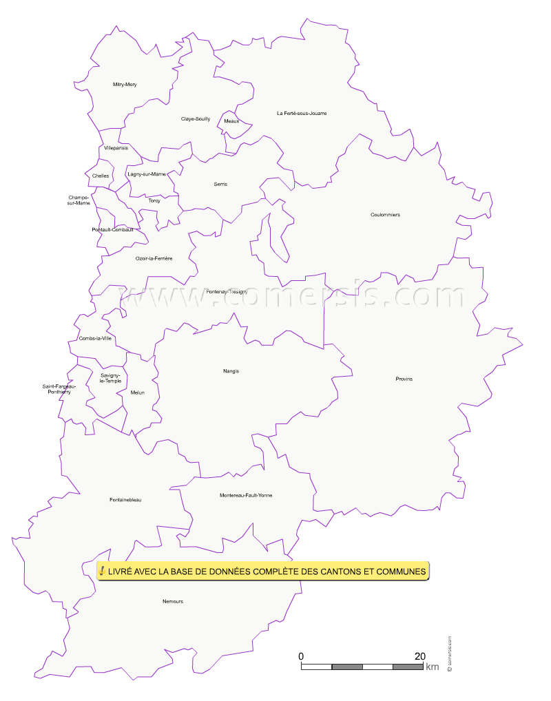 Carte modifiable des nouveaux cantons de Seine-et-Marne
