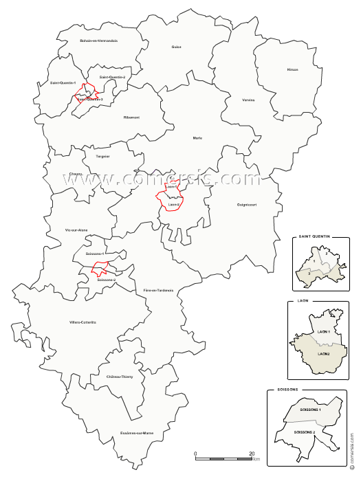 Carte modifiable des nouveaux cantons de l'Aisne