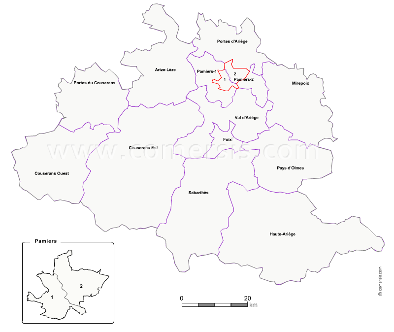 Carte modifiable des nouveaux cantons de l'Ariège