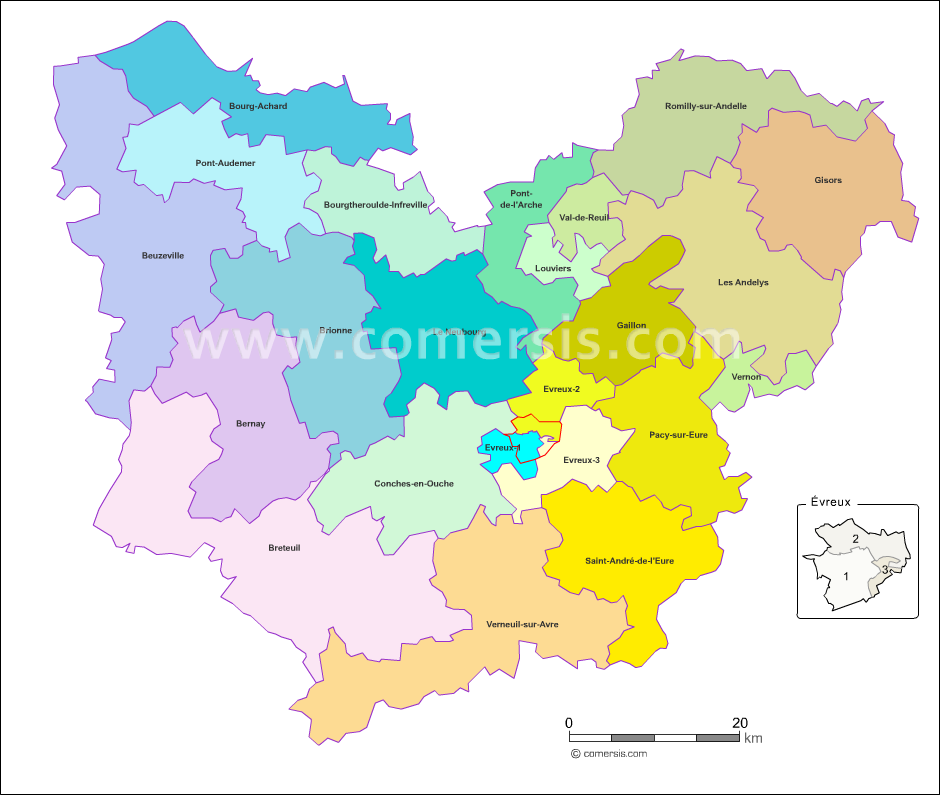 Carte modifiable des nouveaux cantons de l'Eure