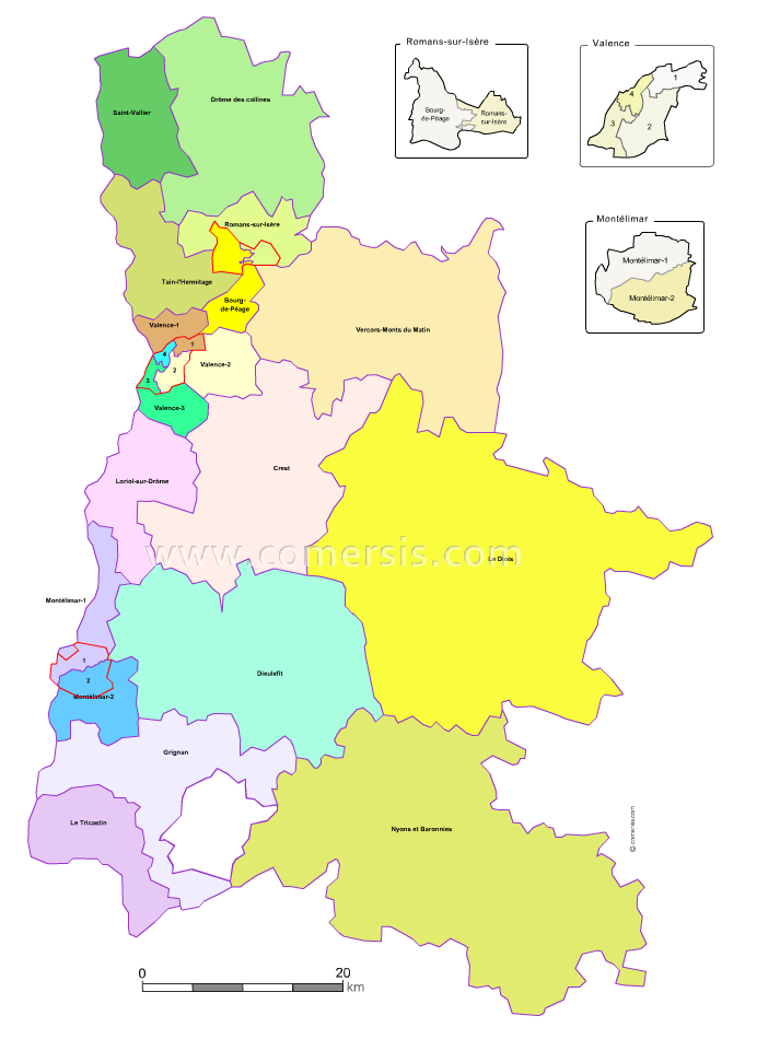 Carte modifiable des nouveaux cantons de la Drôme