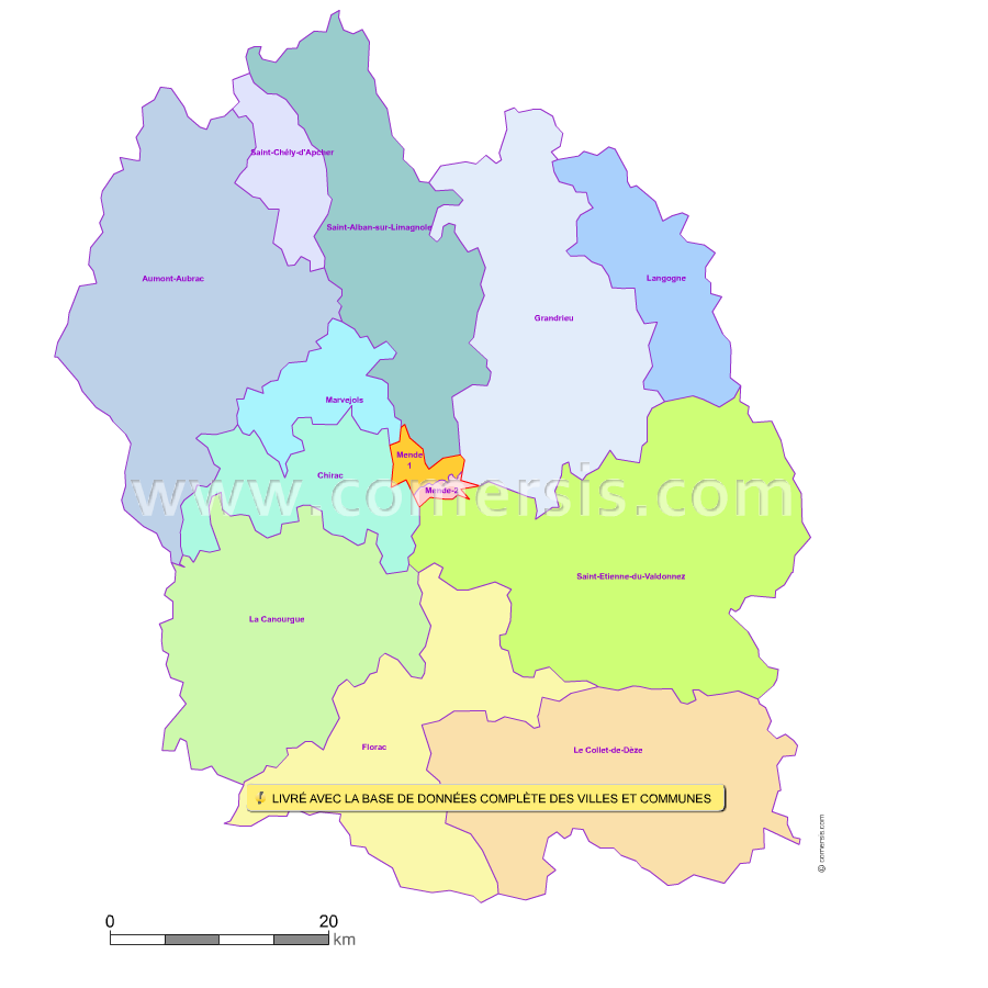 Carte modifiable des nouveaux cantons de la Lozère