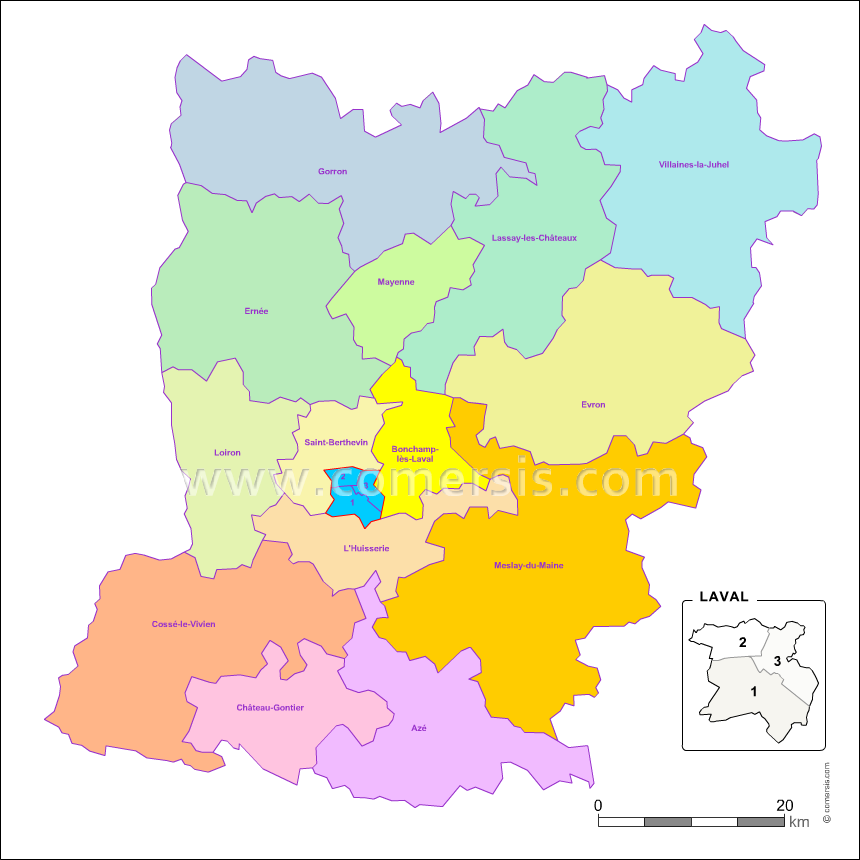 Carte modifiable des nouveaux cantons de la Mayenne