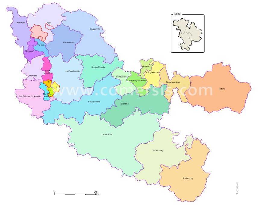 Carte modifiable des nouveaux cantons de la Moselle