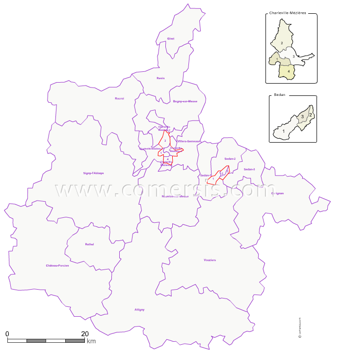 Carte modifiable des nouveaux cantons des Ardennes