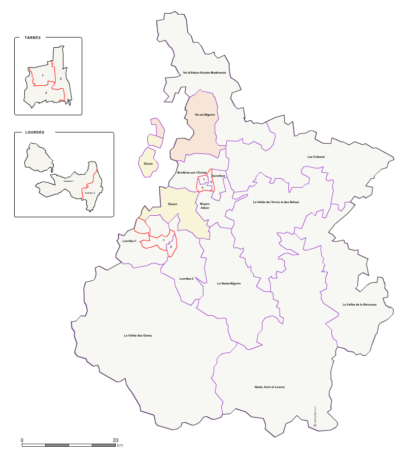 Carte modifiable des nouveaux cantons des Hautes-Pyrénées