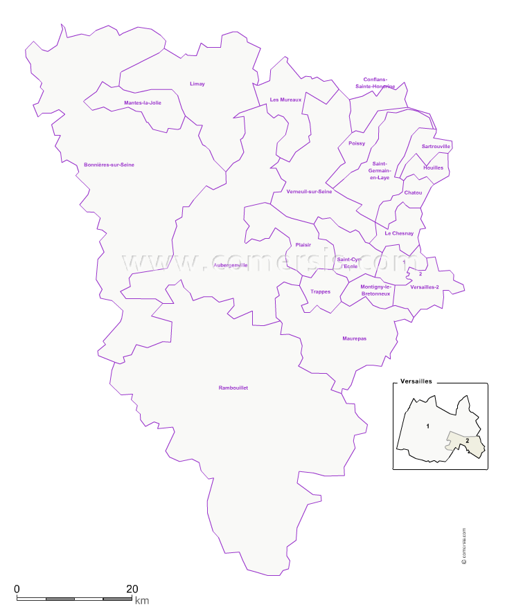 Carte modifiable des nouveaux cantons des Yvelines