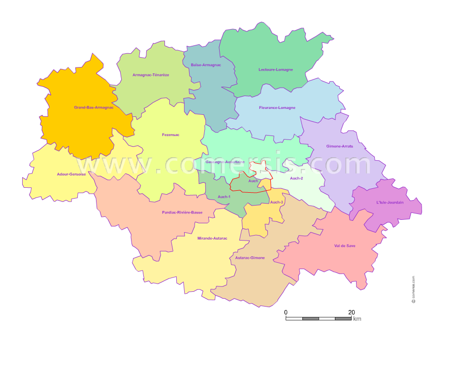 Carte modifiable des nouveaux cantons du Gers