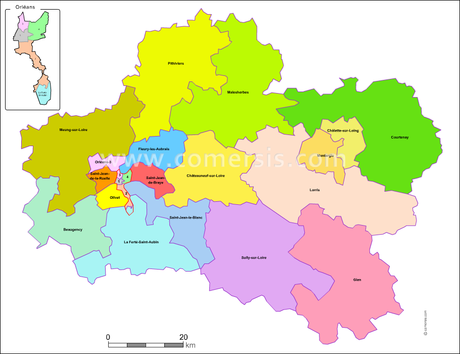 Carte modifiable des nouveaux cantons du Loiret