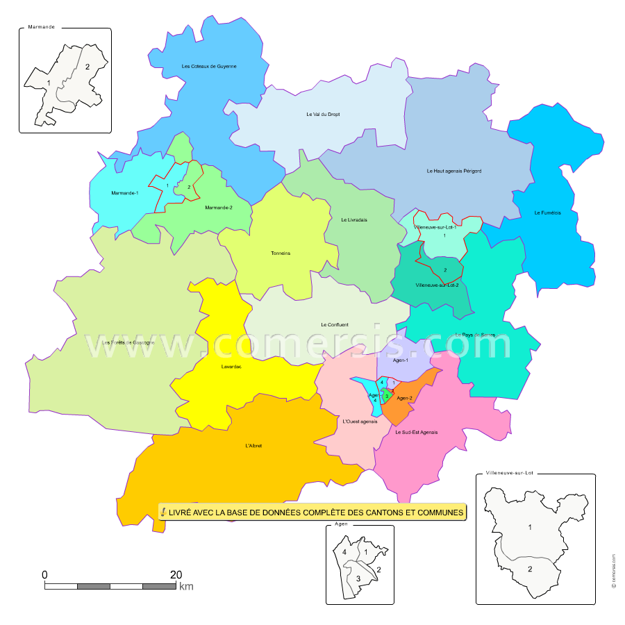 Carte modifiable des nouveaux cantons du Lot-et-Garonne