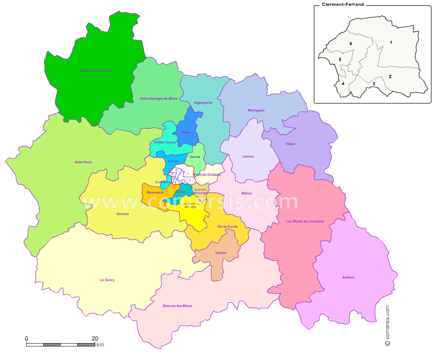 Carte modifiable des nouveaux cantons du Puy-de-Dôme