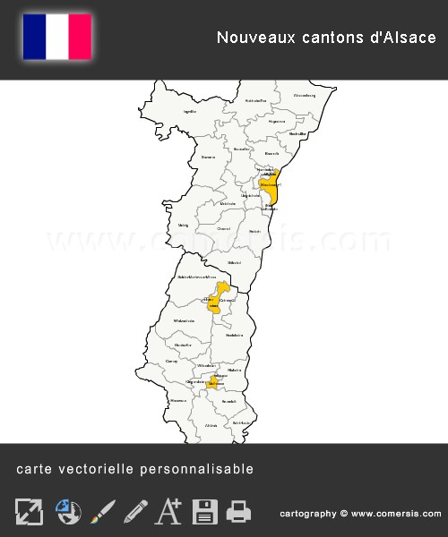 Carte des nouveaux cantons d'Alsace