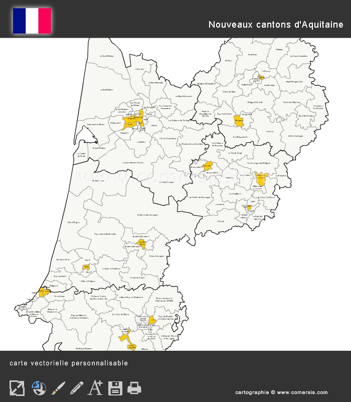 Carte des nouveaux cantons d'Aquitaine