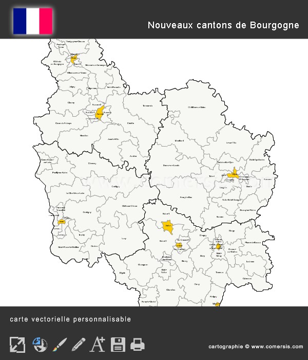 Carte des nouveaux cantons de Bourgogne
