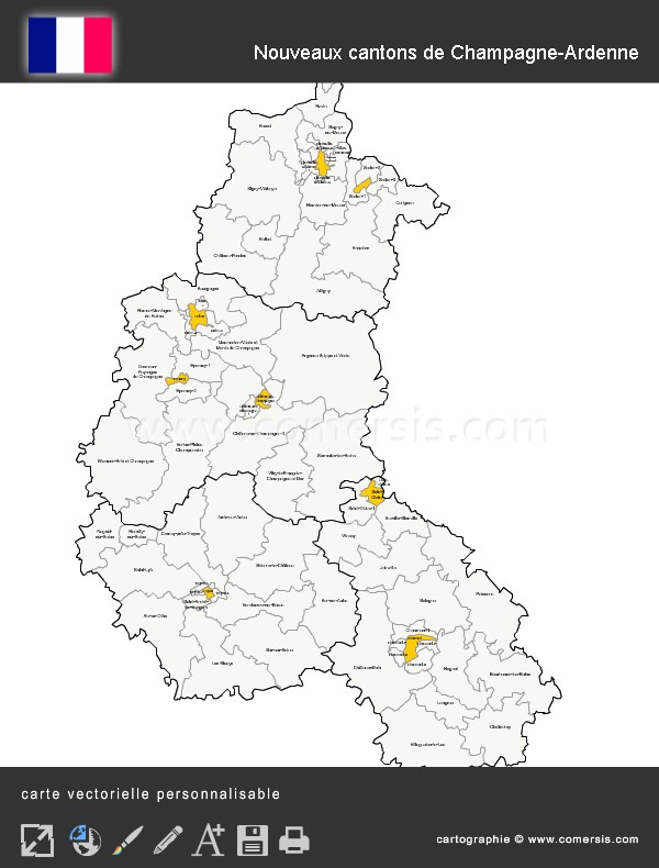 Carte des nouveaux cantons de Champagne-Ardenne
