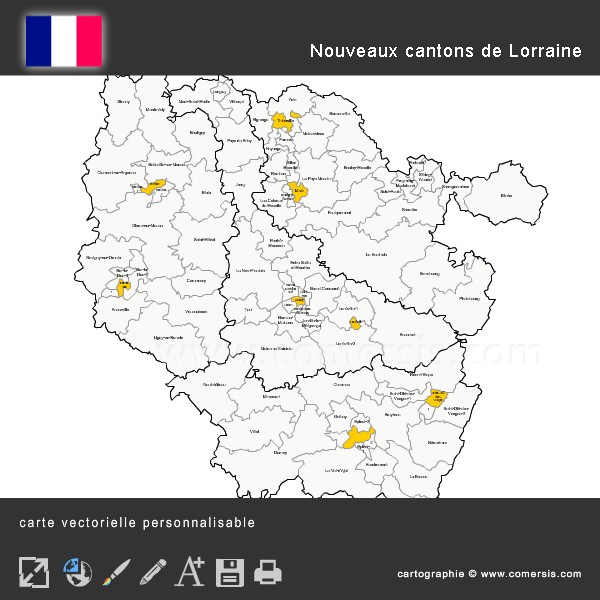 Carte des nouveaux cantons de Lorraine