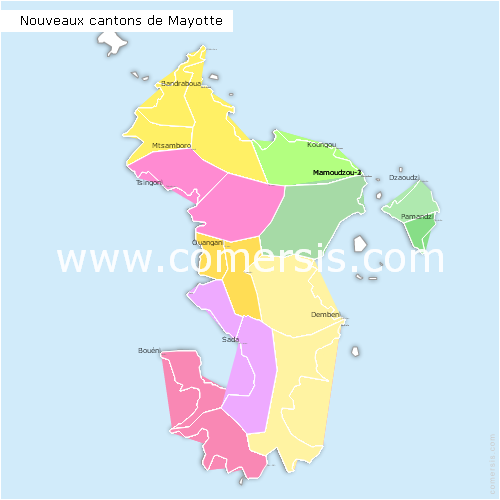 Carte des nouveaux cantons de Mayotte avec communes
