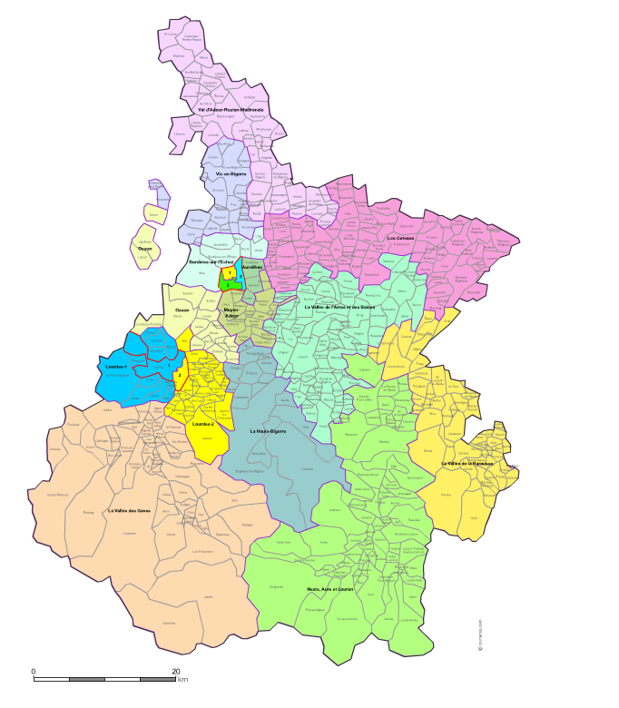 Communes et cantons 2018 des Hautes-Pyrénées