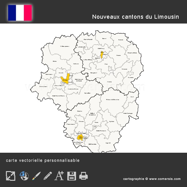 Carte des nouveaux cantons du Limousin
