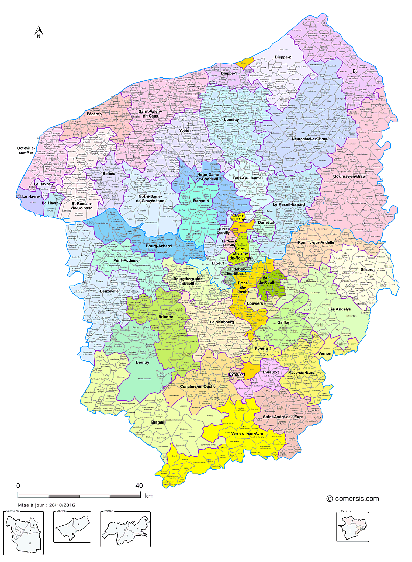 Carte des nouveaux cantons de Haute-Normandie avec toutes les communes