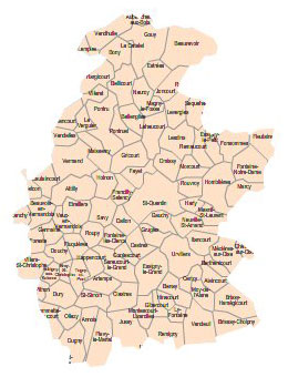 Carte 2e circonscription de l'Aisne