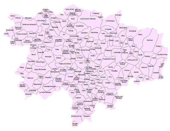 Carte 3e circonscription de l'Aisne