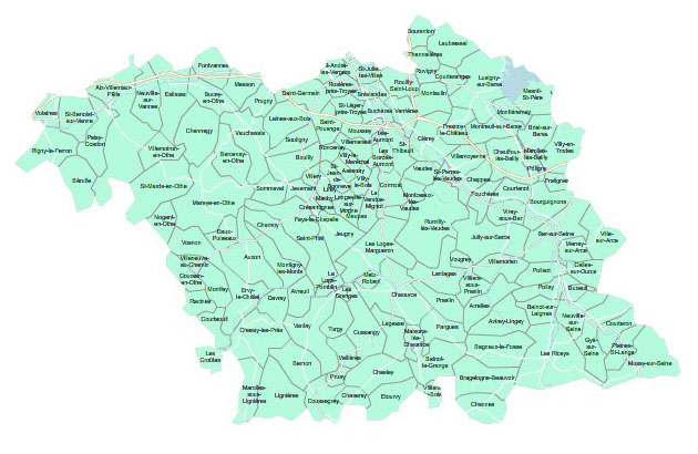 Carte 2e circonscription de l'Aube
