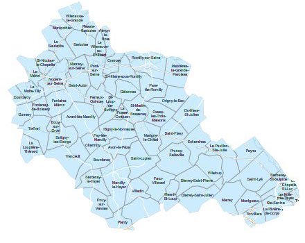 Carte 3e circonscription de l'Aube