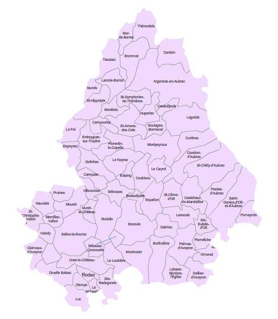 Carte 1re circonscription de l'Aveyron