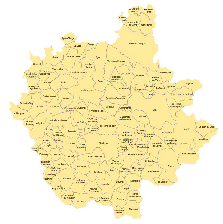 Carte 3e circonscription de l'Aveyron