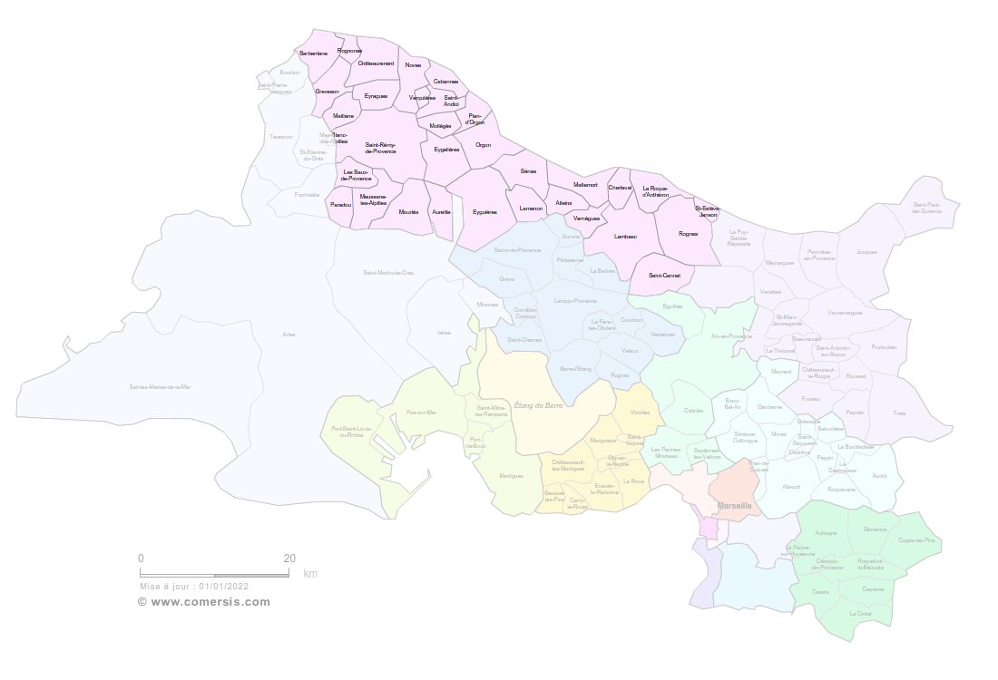 Carte 15e circonscription des Bouches-du-Rhône