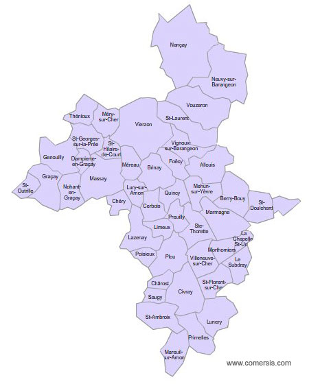 Carte 2e circonscription du Cher