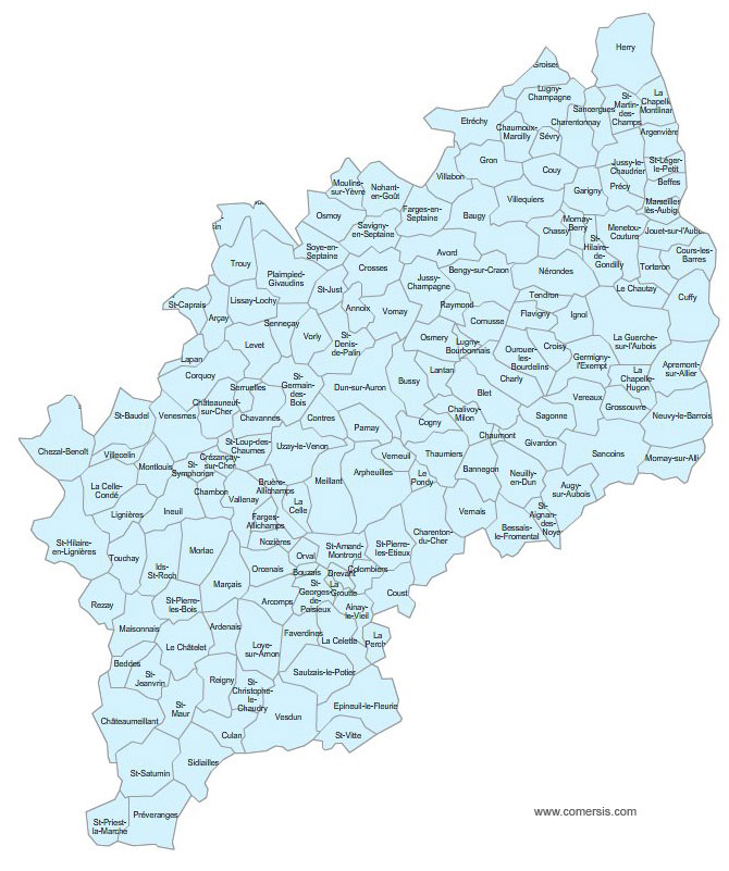 Carte 3e circonscription du Cher