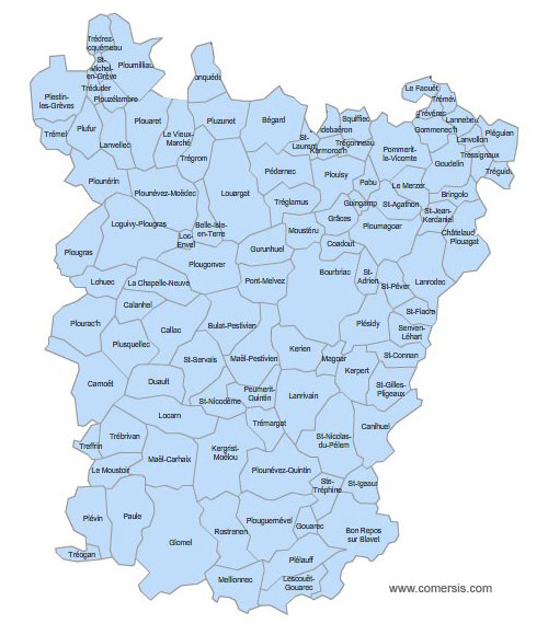 Carte 4e circonscription des Côtes-d'Armor