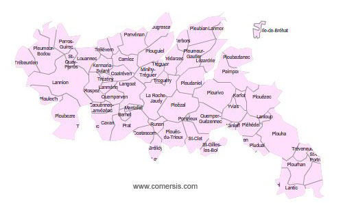 Carte 5e circonscription des Côtes-d'Armor
