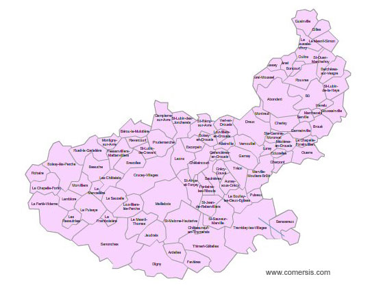 Carte 2e circonscription d'Eure-et-Loir