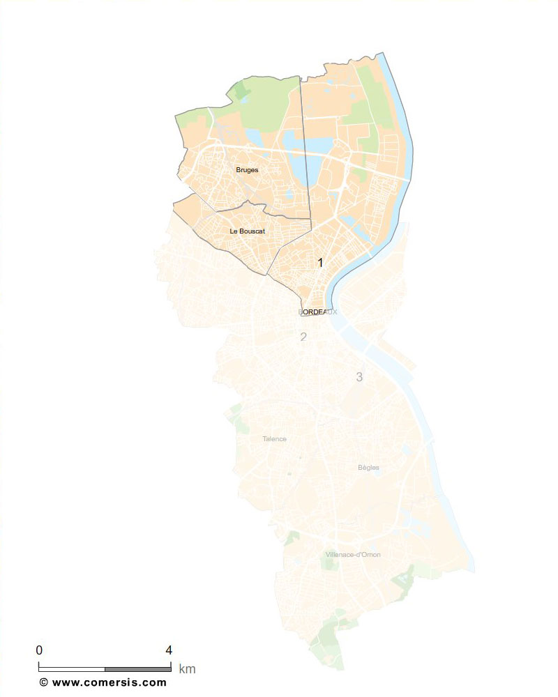 Carte 1re circonscription de la Gironde