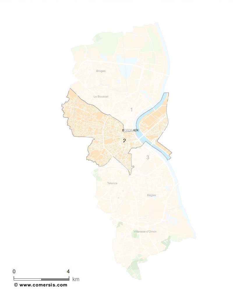 Carte 2e circonscription de la Gironde