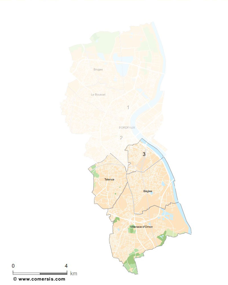 Carte 3e circonscription de la Gironde